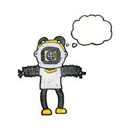 cartoon deep sea diver with thought bubble N32