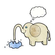 cartoon elephant squirting water with thought bubble N22