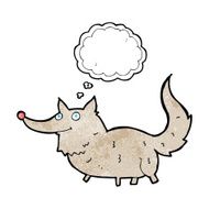 cartoon little wolf with thought bubble N36
