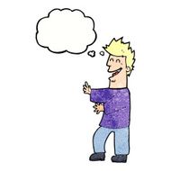 cartoon laughing man with thought bubble N22