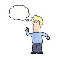 cartoon man signalling with hand thought bubble N7