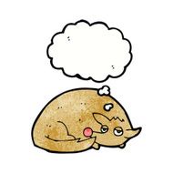 cartoon curled up dog with thought bubble N9
