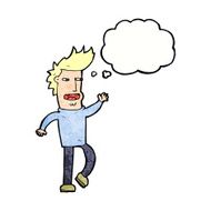 cartoon loudmouth man with thought bubble N11