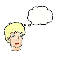 cartoon worried man with thought bubble N103