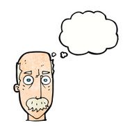 cartoon man with mustache thought bubble N95