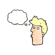 cartoon surprised man with thought bubble N147