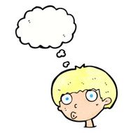 cartoon surprised boy with thought bubble N31
