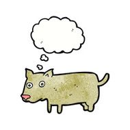 cartoon little dog with thought bubble N19