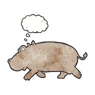 cartoon hippopotamus with thought bubble N10