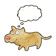 cartoon happy little dog with thought bubble N11