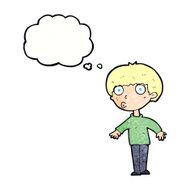 cartoon surprised boy with thought bubble N32