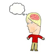 cartoon man with brain symbol thought bubble N22
