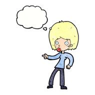cartoon woman pointing with thought bubble N233