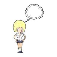 cartoon woman with hands on hips thought bubble N236