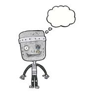 cartoon funny robot with thought bubble N84