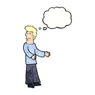 cartoon disgusted man with thought bubble N11