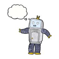 cartoon funny robot with thought bubble N85
