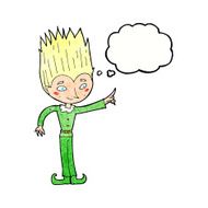 cartoon magic christmas elf with thought bubble N11