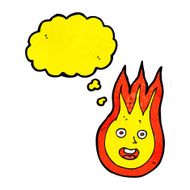 cartoon friendly fireball with thought bubble N22