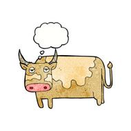 cartoon cow with thought bubble N38