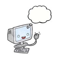 cartoon computer with thought bubble N11