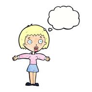 cartoon shocked woman with thought bubble N106