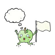 cartoon funny apple with flag thought bubble N10