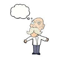 cartoon angry old man with thought bubble N153