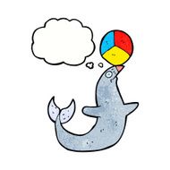 cartoon performing seal with thought bubble N11