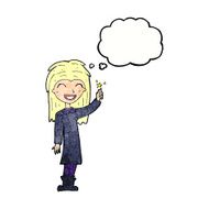 cartoon friendly witch girl with thought bubble N11