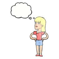 cartoon woman with hands on hips thought bubble N237