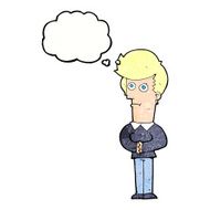 cartoon man staring with thought bubble N11