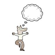 cartoon wolf man with thought bubble N55