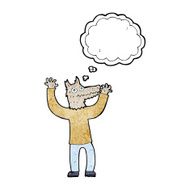 cartoon wolf man with thought bubble N56