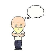 cartoon shocked bald man with beard thought bubble N11