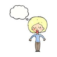 cartoon woman with closed eyes thought bubble N11