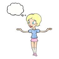 cartoon woman with arms spread wide thought bubble N11