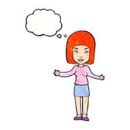 Cartoon Annoyed Woman With Thought Bubble N198