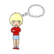 Cartoon Annoyed Woman With Thought Bubble N199
