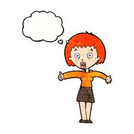cartoon amazed woman with thought bubble N11