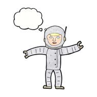 cartoon space man with thought bubble N21
