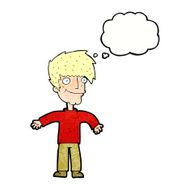 cartoon happy man with thought bubble N501