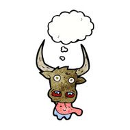cartoon cow face with thought bubble N11