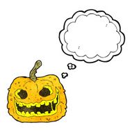 cartoon spooky pumpkin with thought bubble N21