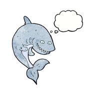 cartoon shark with thought bubble N41