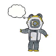 cartoon deep sea diver with thought bubble N33