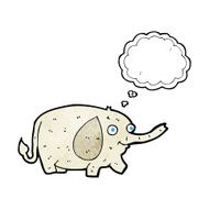cartoon funny little elephant with thought bubble N7