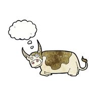 cartoon bull with thought bubble N27