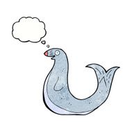 cartoon happy seal with thought bubble N21