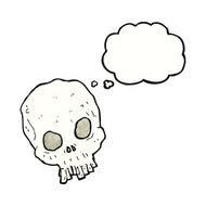 cartoon spooky skull with thought bubble N163